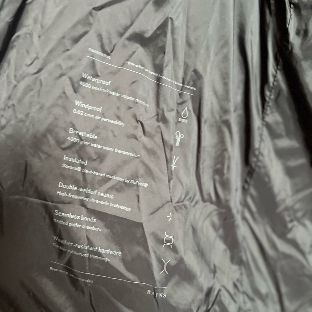 Rains black unisex Puffer trekker hooded Jacket - Picture 4 of 8